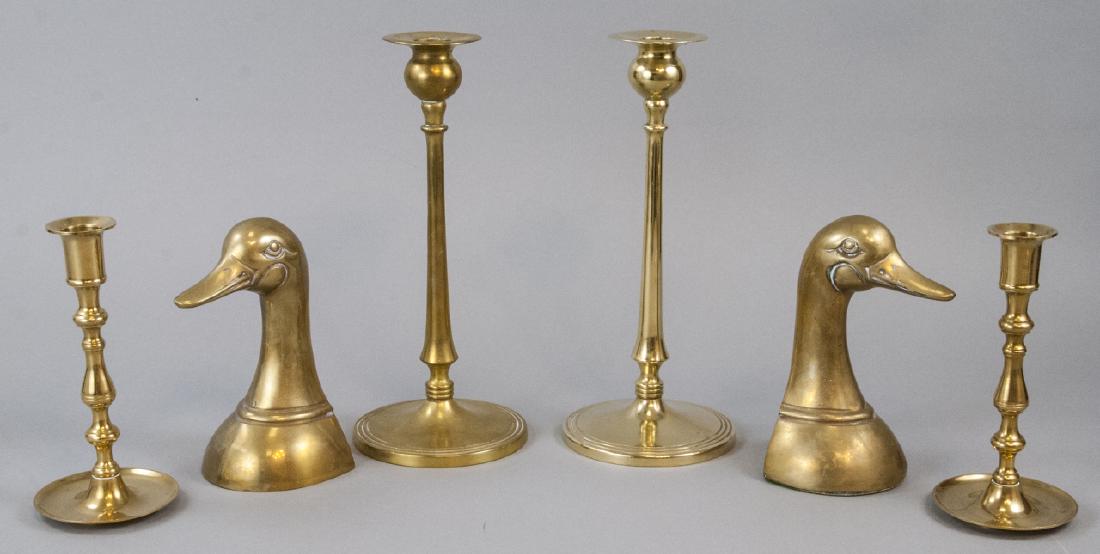 Lot Vintage Brass Tabletop Bookends & Candlesticks (1 of 7)