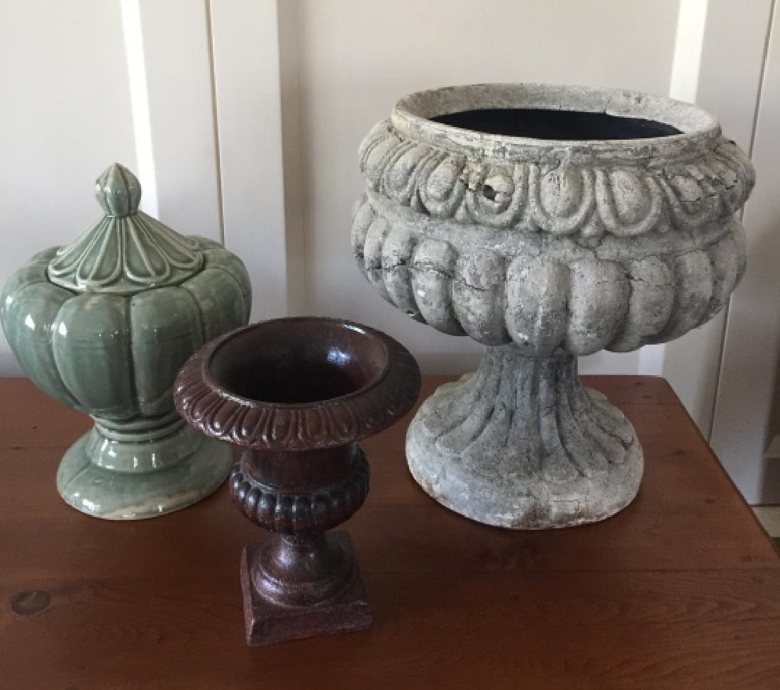 Group of Three Decorative Floral Display Urns (1 of 1)