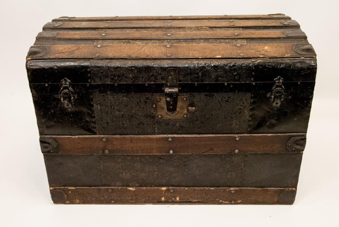 Vintage Black Riveted Steamer Trunk (1 of 6)