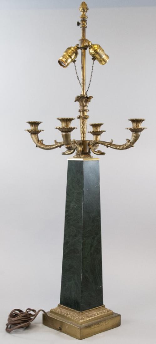 Antique Bronze and Faux Marble Metal Dale Lamp (1 of 6)