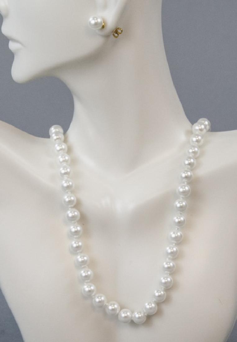 Akoya Style Pearl Necklace Strand & Stud Earrings (1 of 3)