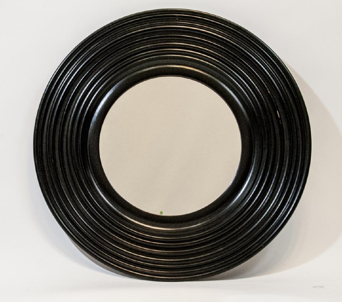 Contemporary Round Mirror Framed in Dark Wood (1 of 3)