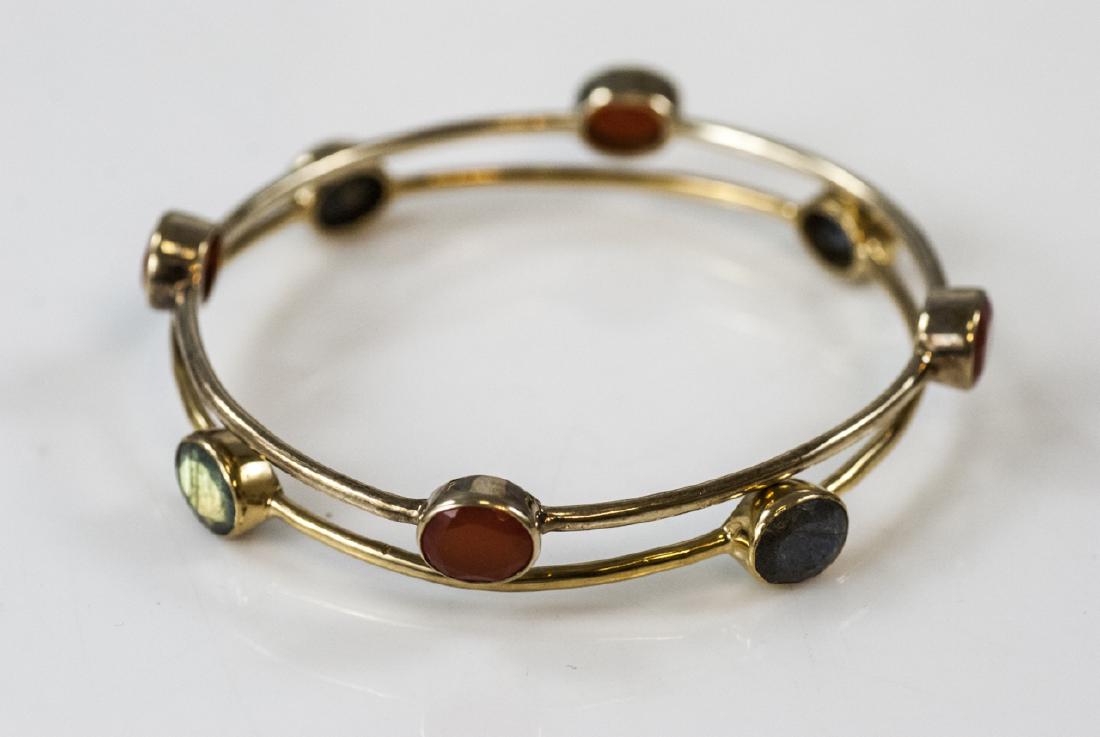 Two Handmade Gold Filled Bangles w Gemstones (1 of 5)