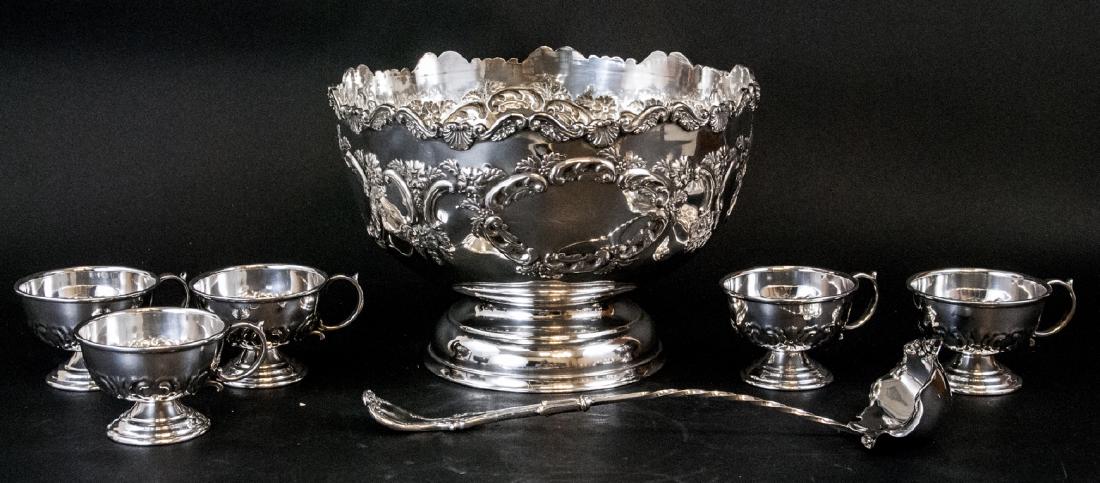 Sheffield England Silver Plate Punch Bowl Set (1 of 8)