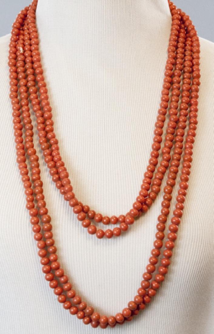 Pair Estate Coral Art Glass Bead Necklace Strands (1 of 5)