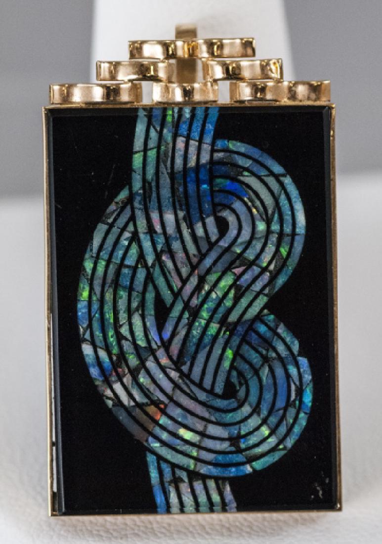 Estate 14kt Gold & Inlaid Opal Necklace Pendant (1 of 6)