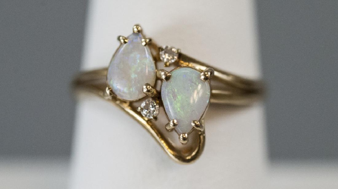 Vintage 14kt Yellow Gold Opal & Diamond Ring (1 of 8)