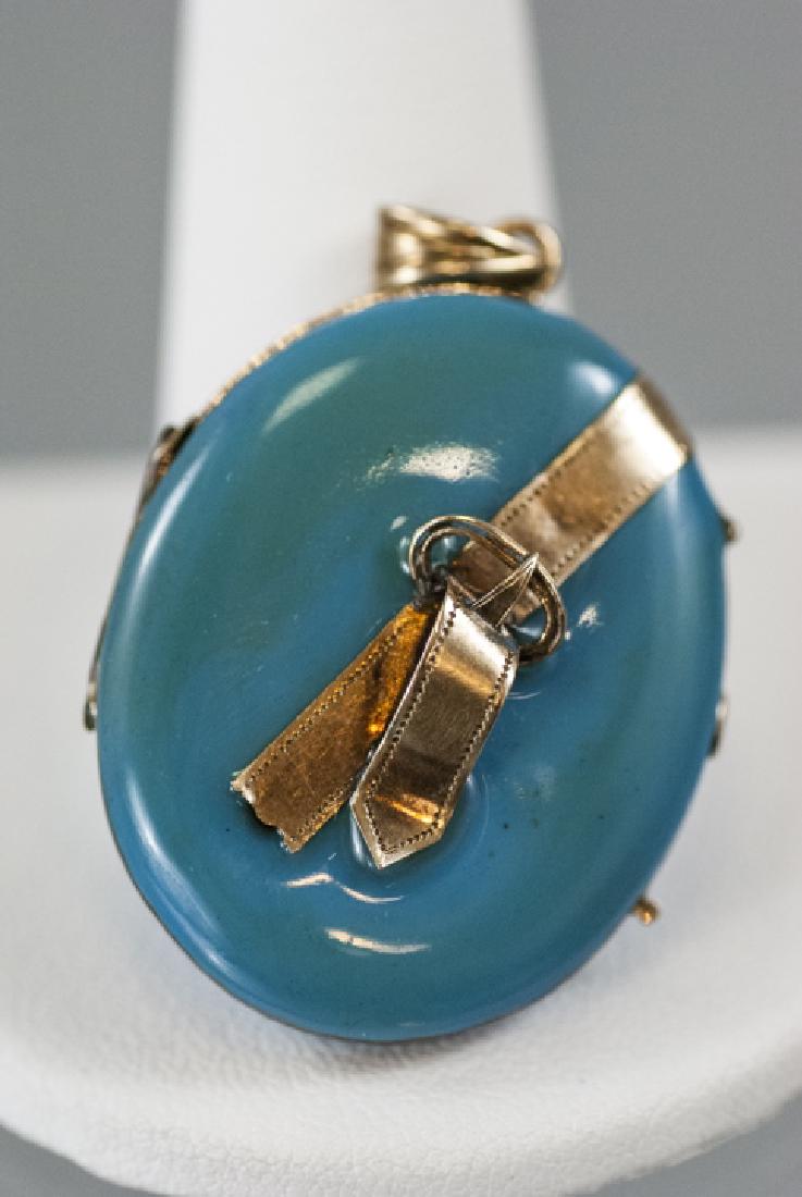 Antique 19th C 14kt Gold & Enamel Locket Pendant (1 of 4)