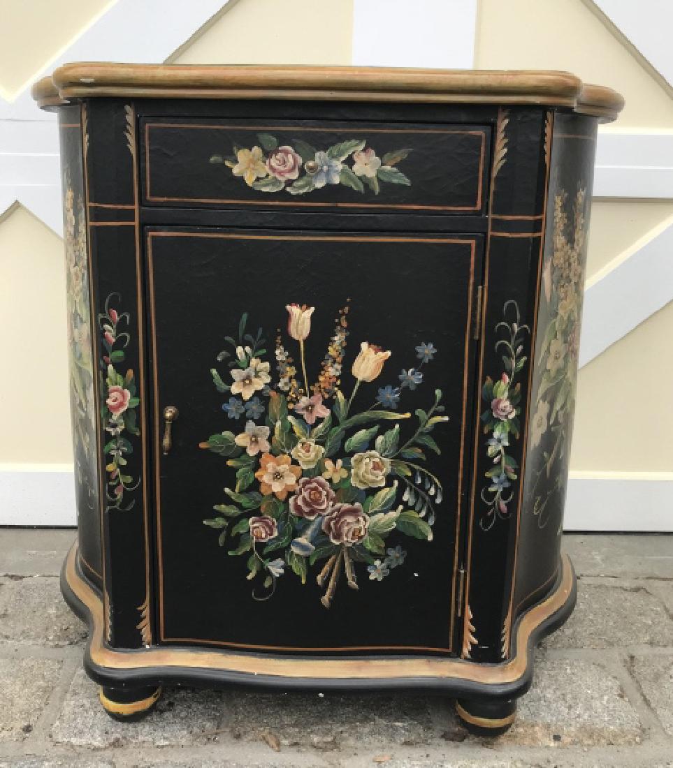 Hand Painted Floral Motif Console Cabinet (1 of 3)