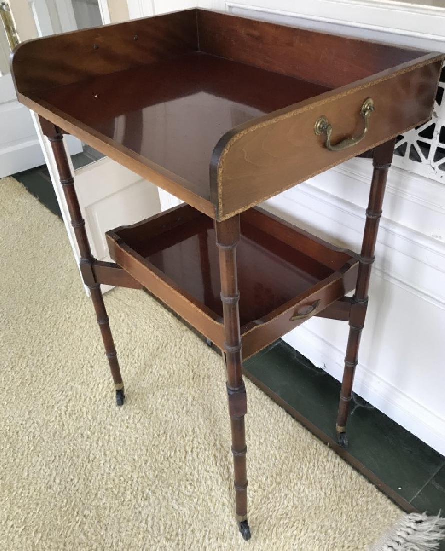 Faux Bamboo Carved Tray Top Serving Table / Cart (1 of 3)
