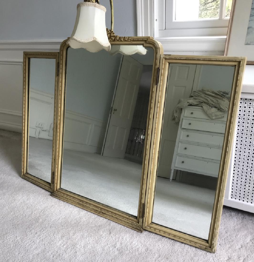 French Rococo Style Triptych Vanity Mirror w Light (1 of 6)
