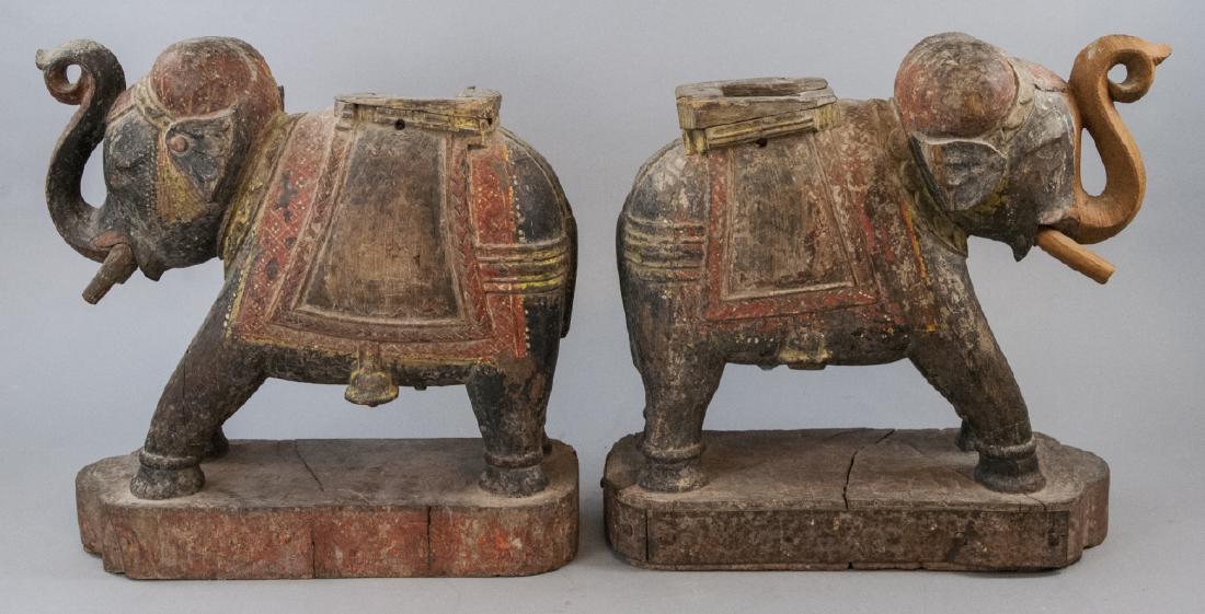 Pair Carved  Balinese Style Elephant Statues (1 of 7)