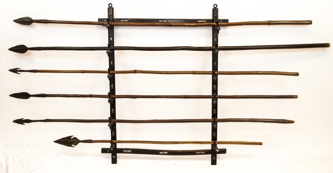 Antique African Tribal Hunting Spears Wooden Rack (1 of 9)