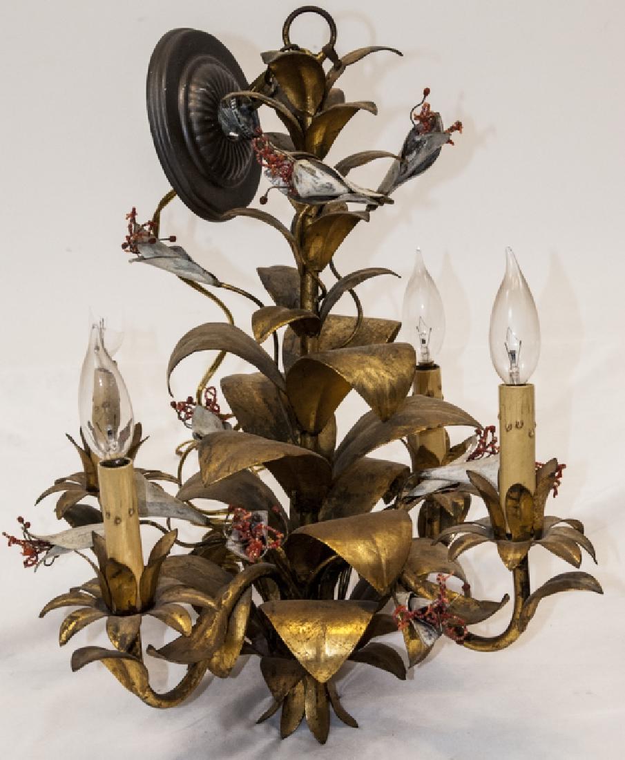 Vintage Italian Gilt Tole Calla Lily Chandelier (1 of 7)