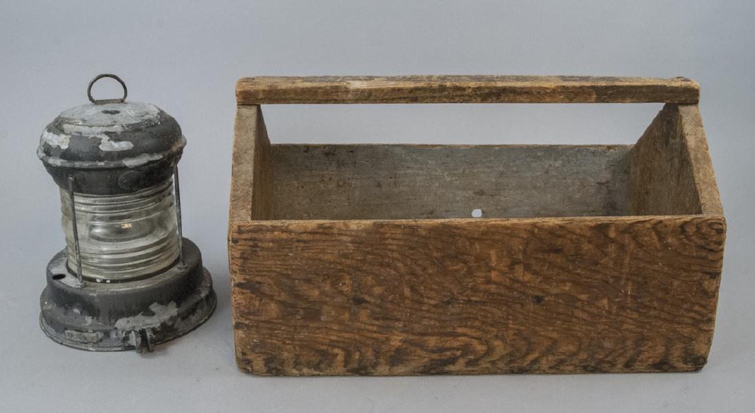 Antique Tool Box & Nautical / Railroad Lantern (1 of 6)