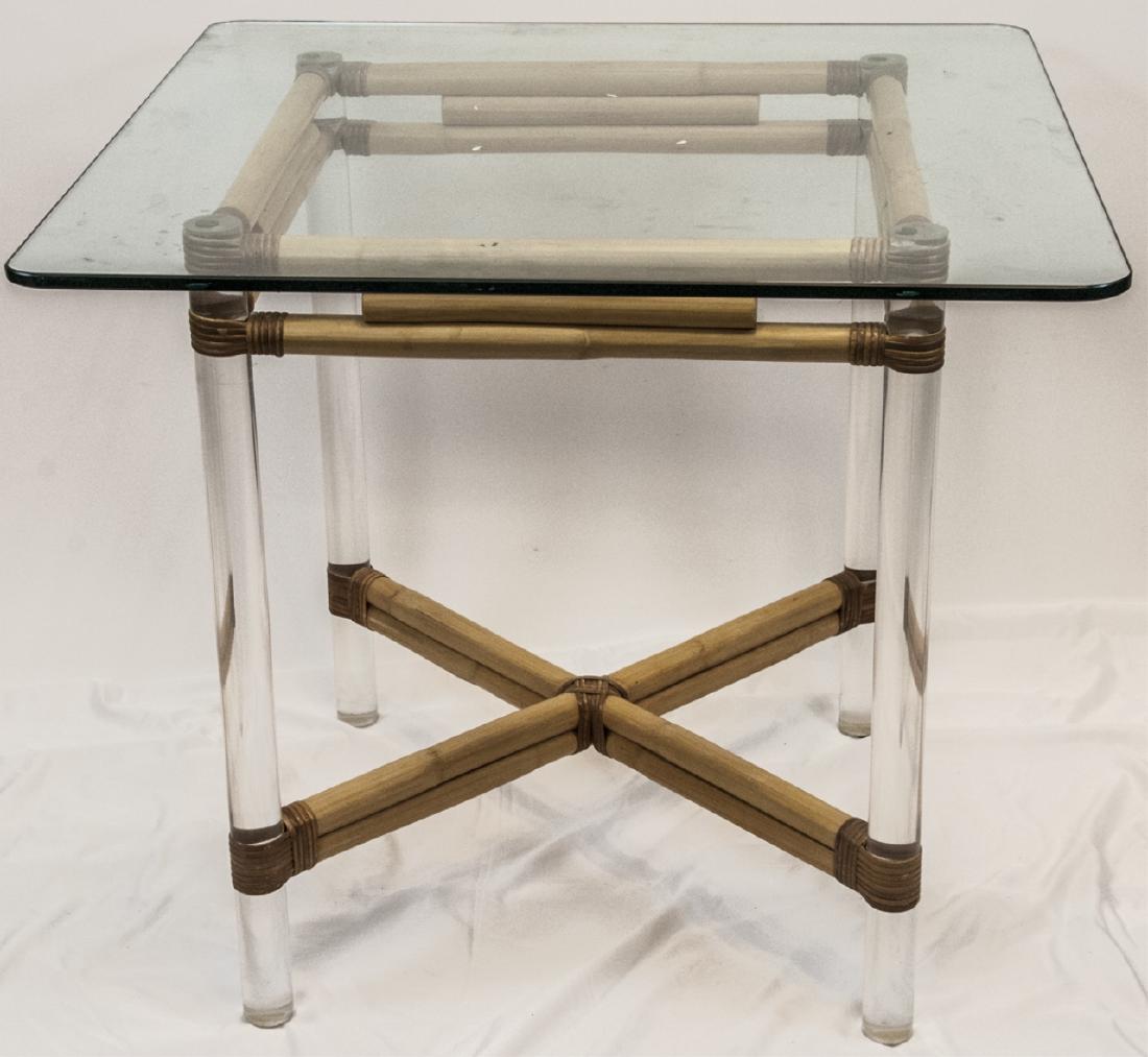 Painted Bamboo Dining Table or End Table Base: Painted Bamboo Dining Table or End Table Base. Base measures 28 x 22 x 22 inches.