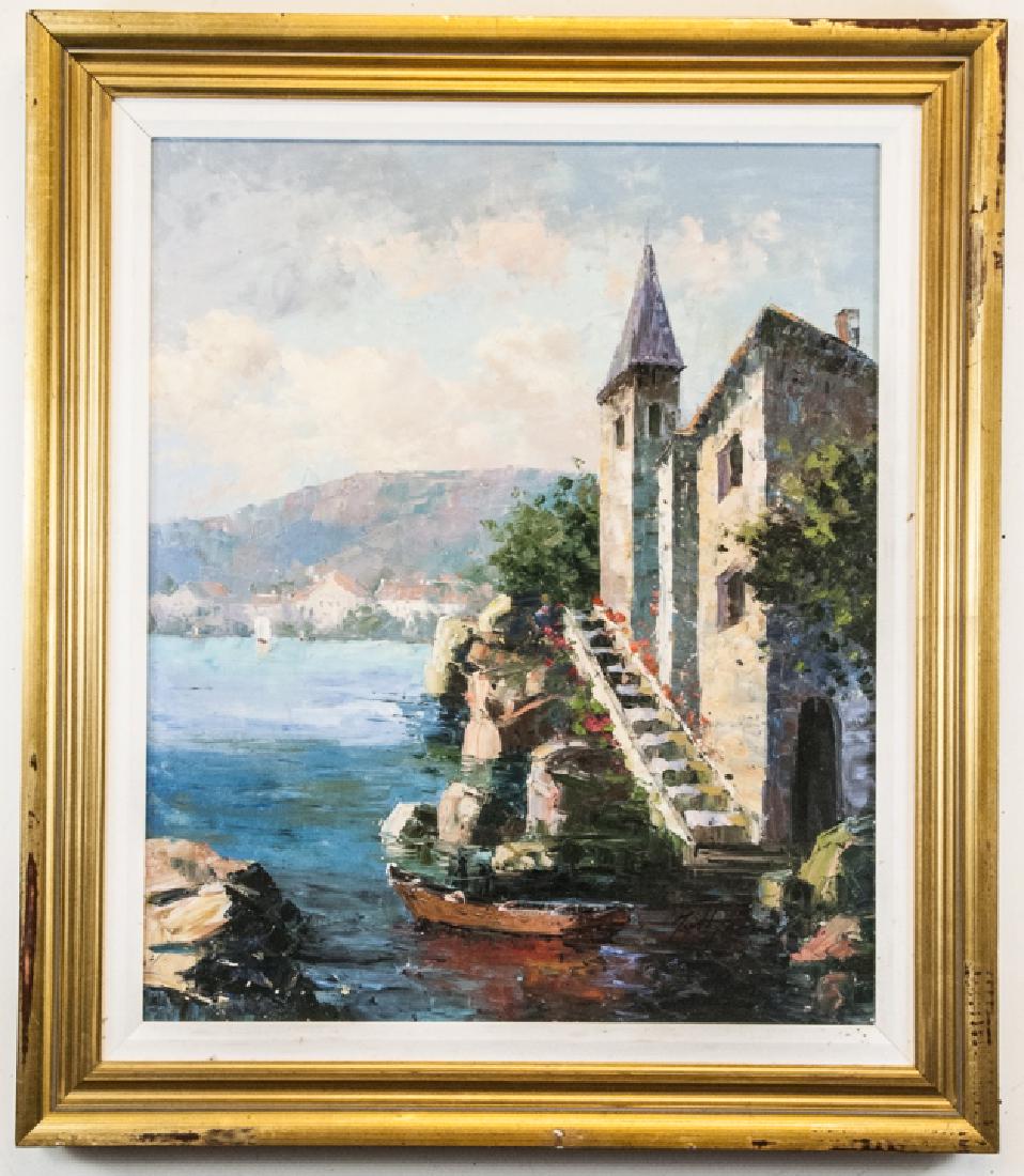 Framed Oil Painting Stone Turret by the Sea (1 of 6)
