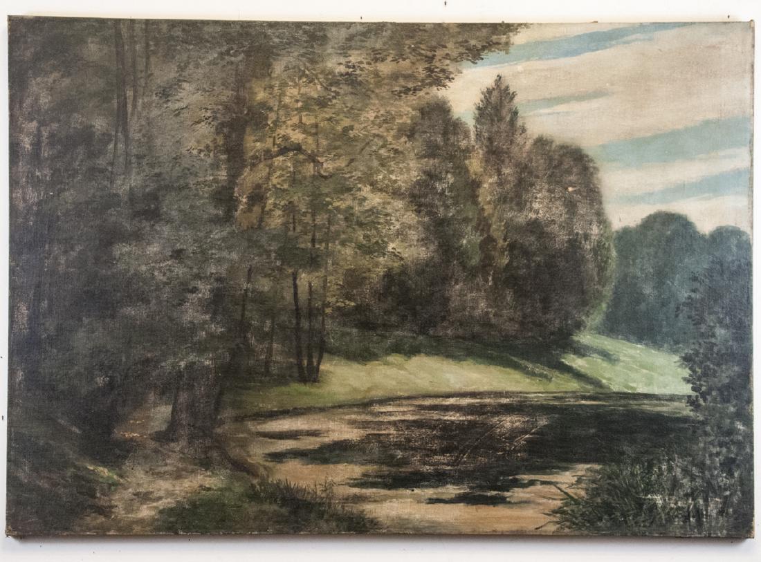 Antique Oil Painting Country Landscape and Pond (1 of 5)