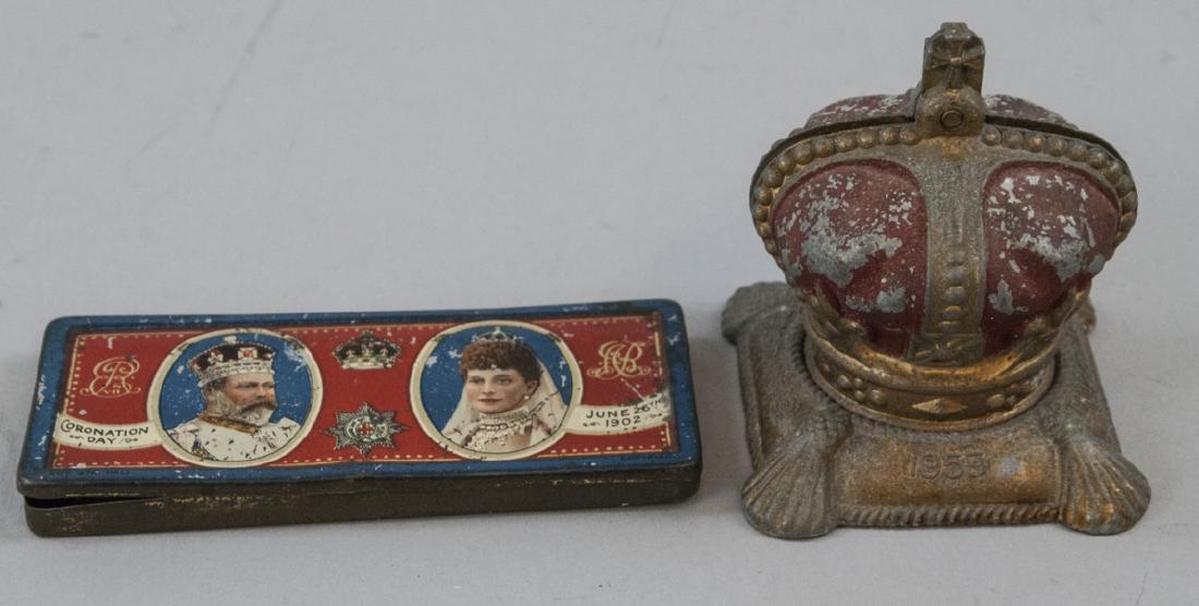 British Coronation Souvenir Bank 1955 and Tin 1902 (1 of 4)