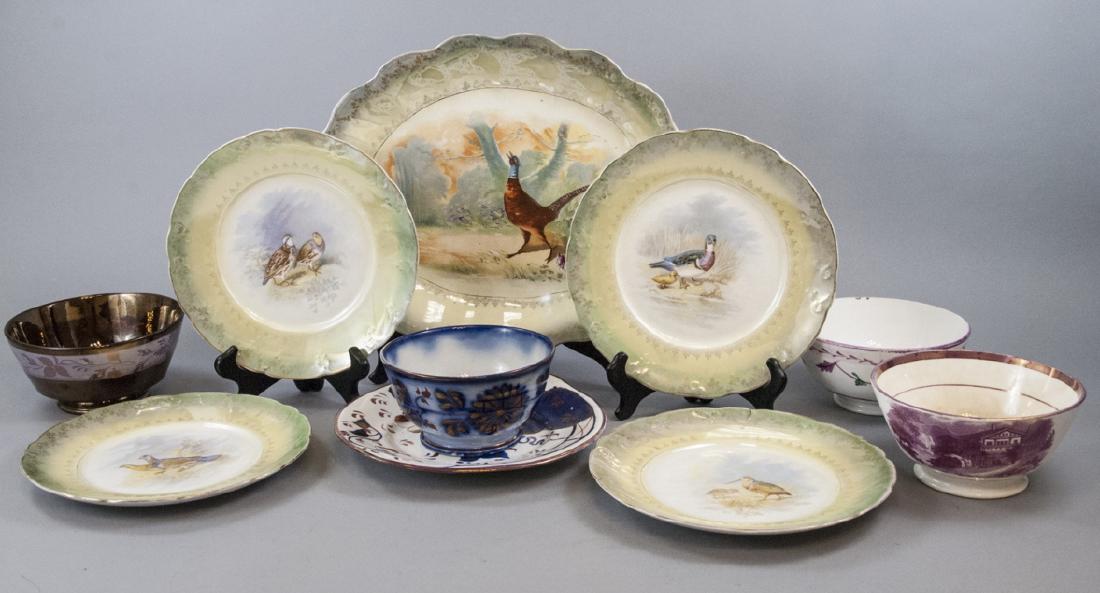 19th C. Luster Ware  Bowls, Plates, Platter Lot (1 of 10)