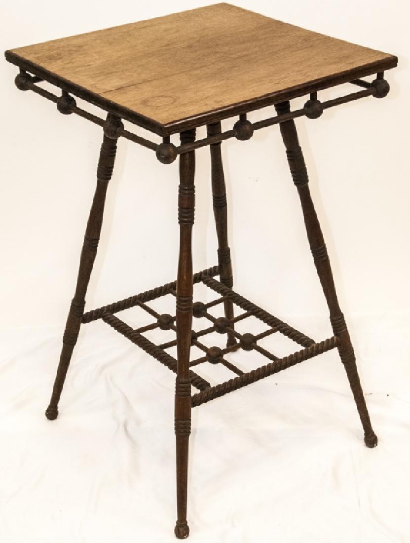 Antique Victorian Oak Stick & Ball Side Table (1 of 6)