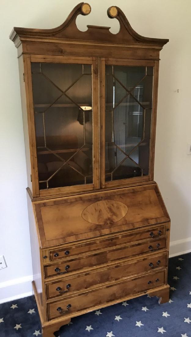 Large Slant Front Secretary Desk w Pediment Top (1 of 4)