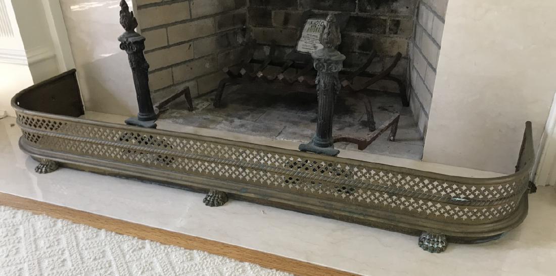 Antique Gilt Brass Fire Place Fender & Andirons (1 of 4)