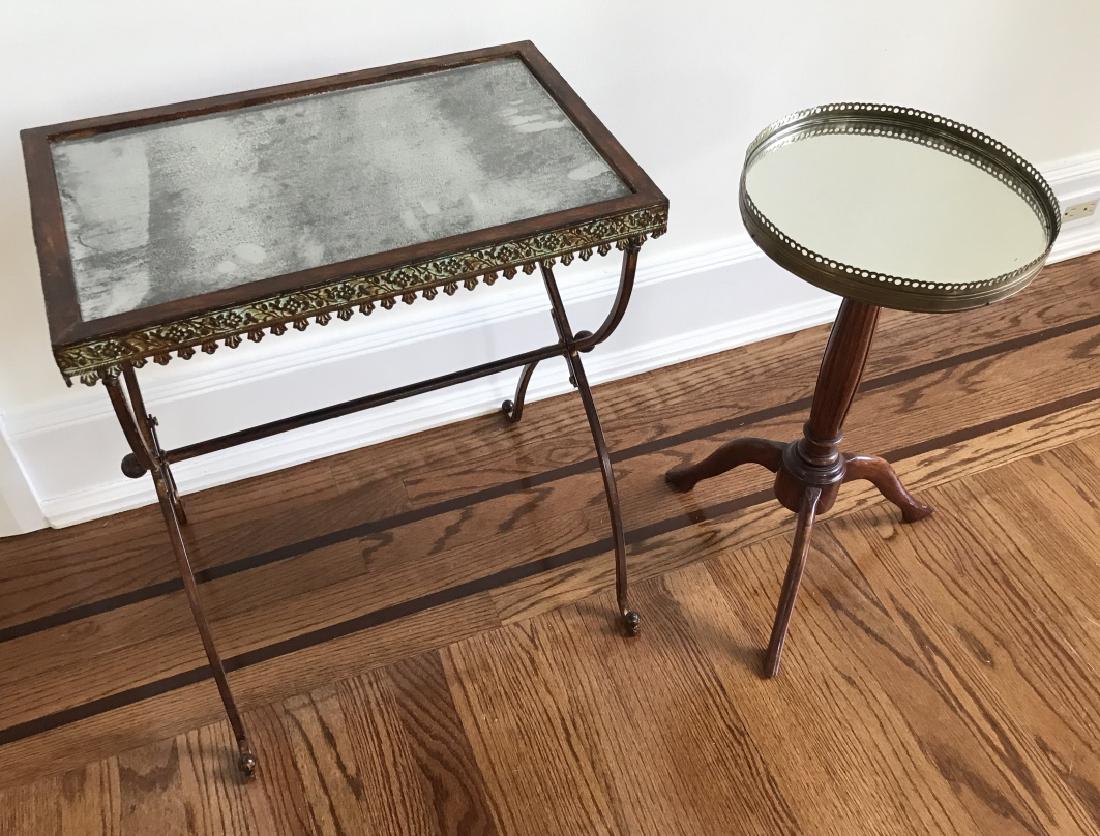 Mirrored Top End Table & Pedestal Table w Gallery (1 of 3)