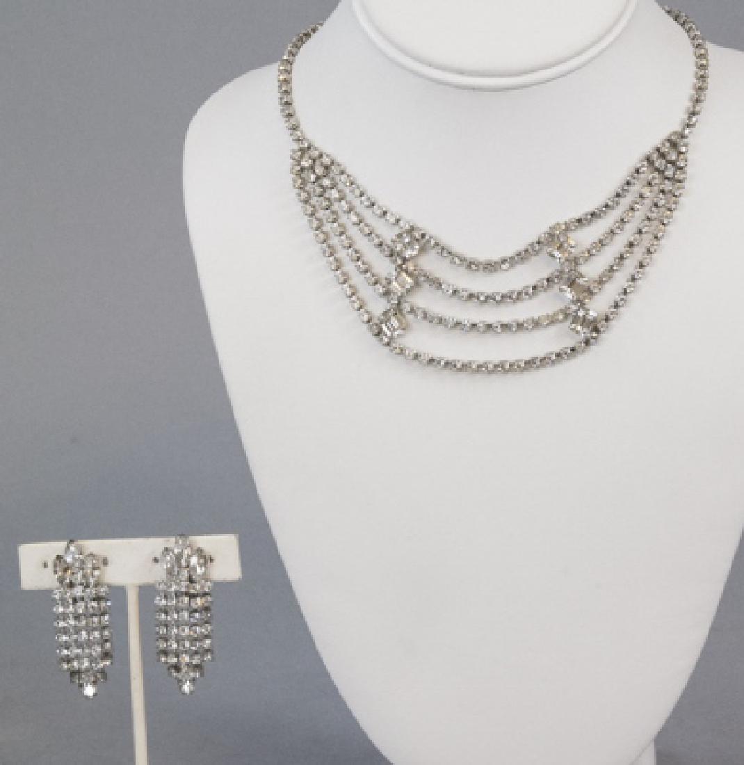 Vintage Kramer Rhinestone Necklace & Earring Set (1 of 9)