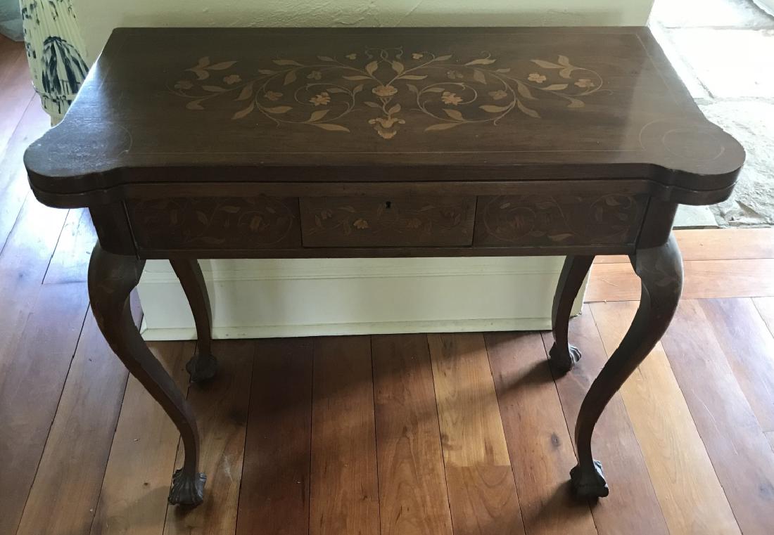 Antique Marquetry Inlaid Cabriole Leg Games Table (1 of 5)