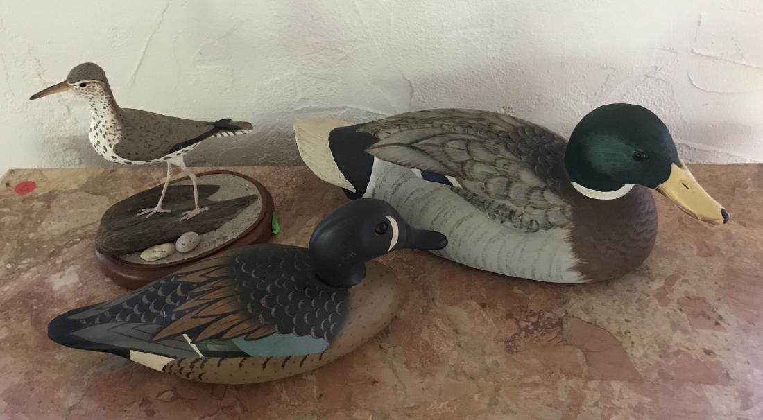 Two Duck Decoy Statues & Hand Painted Bird Statue (1 of 4)