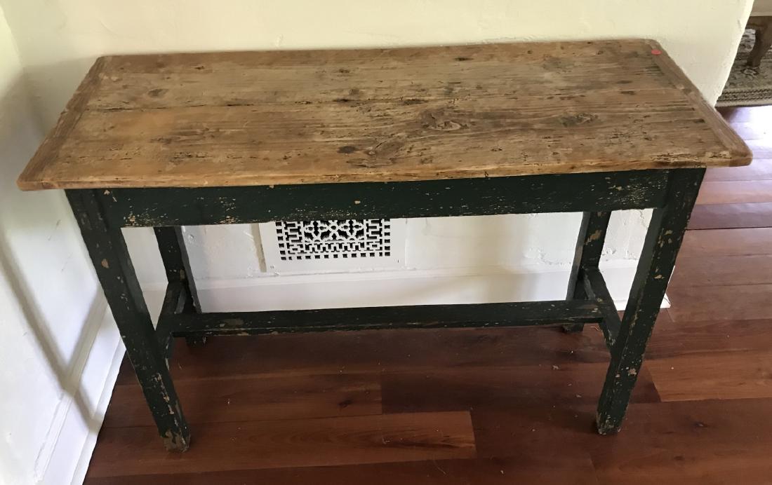 Antique Pine Wood Country Farm Console Table (1 of 3)