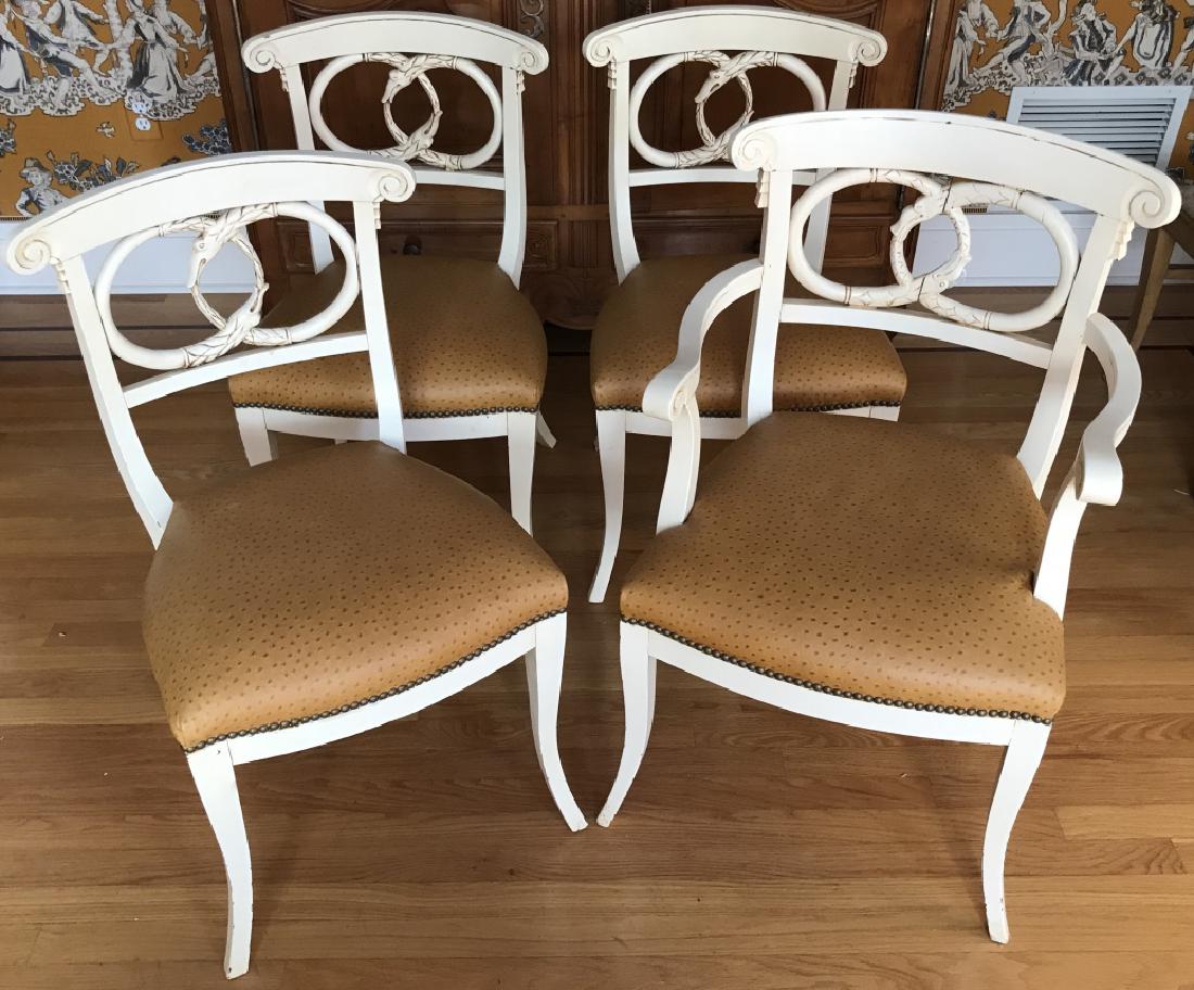 4 Hand Carved Serpent Motif Ostrich Leather Chairs (1 of 5)