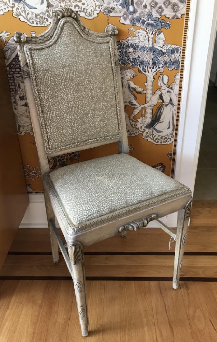 French Carved Side Chair in Silver Leaf & Leopard (1 of 2)