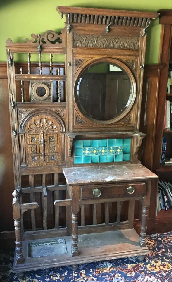 Antique 19th C Victorian Hall Stand w Console (1 of 5)