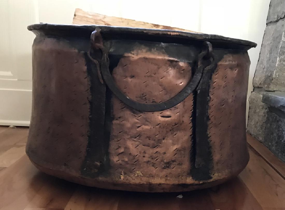 Large Copper & Iron Fireplace Wood Bucket (1 of 3)