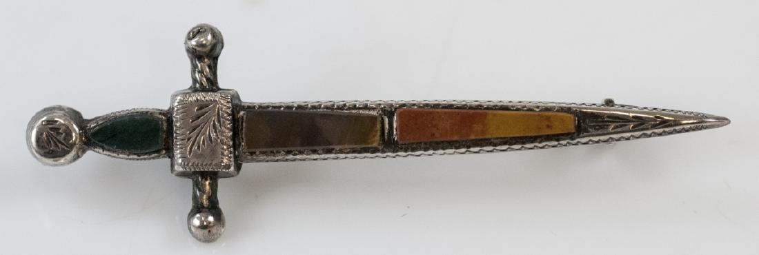 Antique Scottish Sterling Silver Agate Brooch Pin (1 of 6)