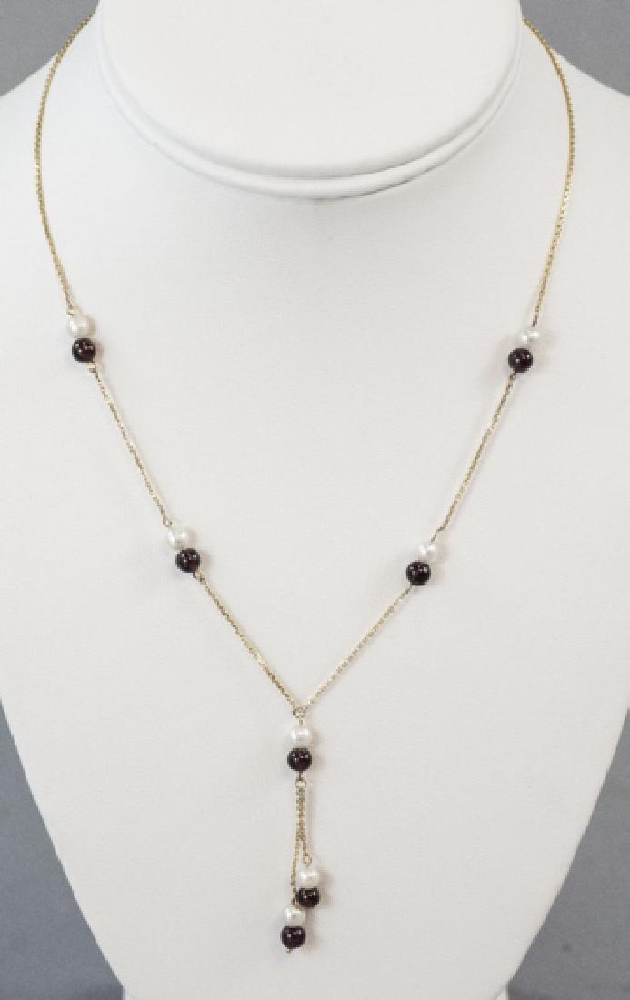Vintage 14kt Yellow Gold Pearl & Garnet Necklace (1 of 5)