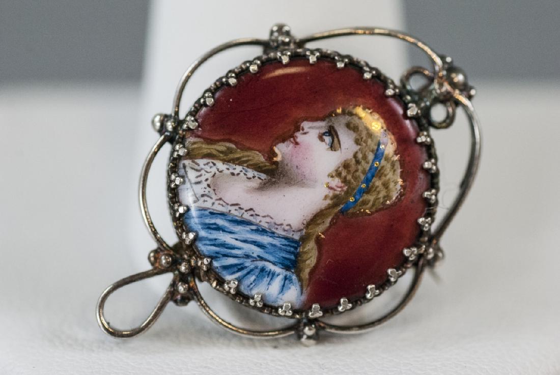 Antique Sterling Silver Enamel Portrait Miniature (1 of 7)