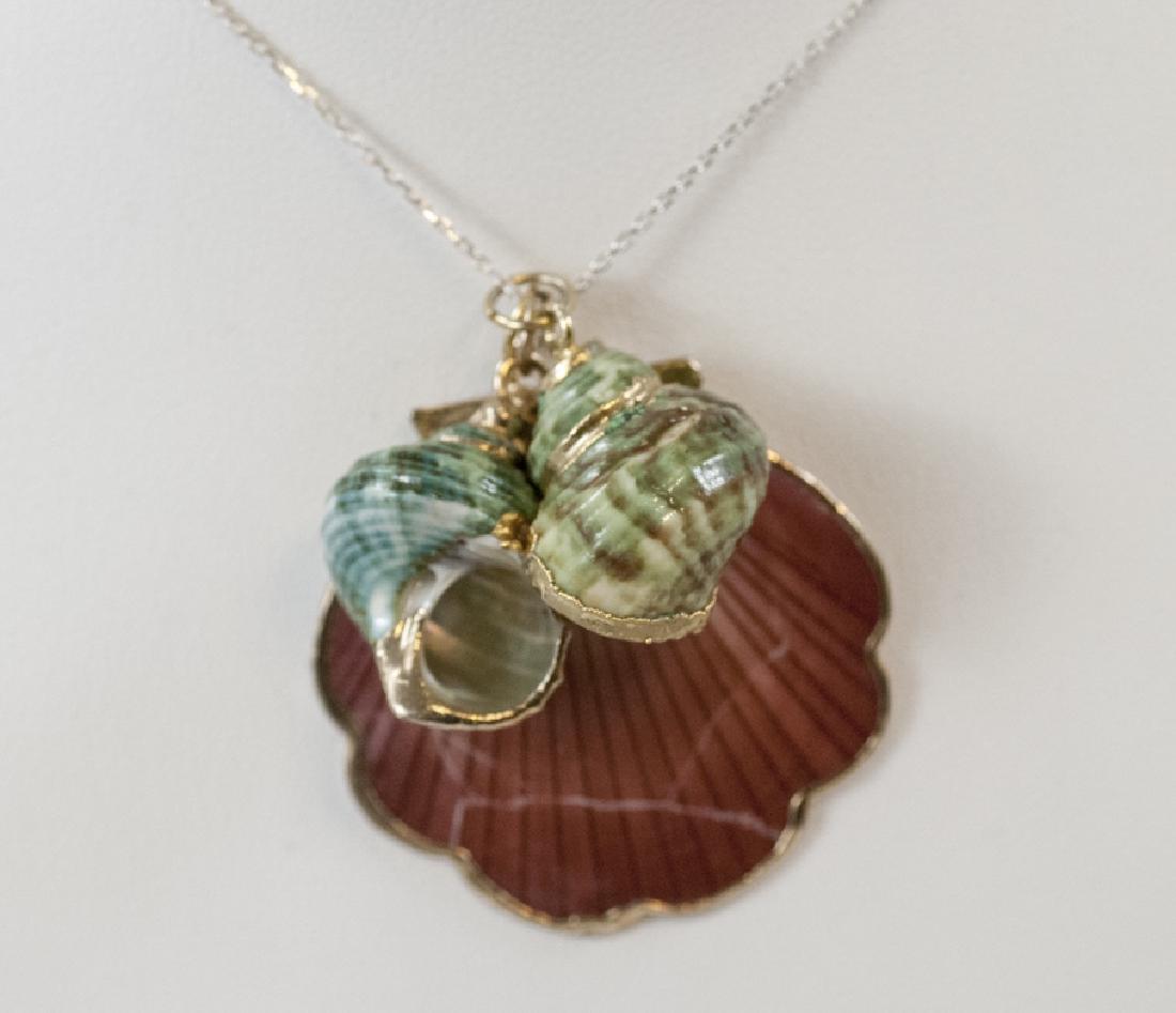 Three Vintage Seashell Pendants on Sterling Chain (1 of 6)