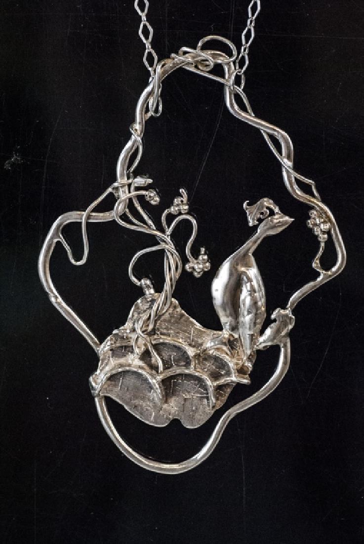 Artisan Handmade Sterling Silver Peacock Necklace (1 of 8)