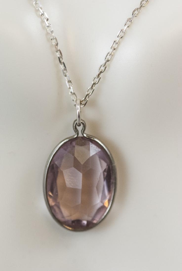 Estate Amethyst Glass Necklace Pendant w Sterling (1 of 5)