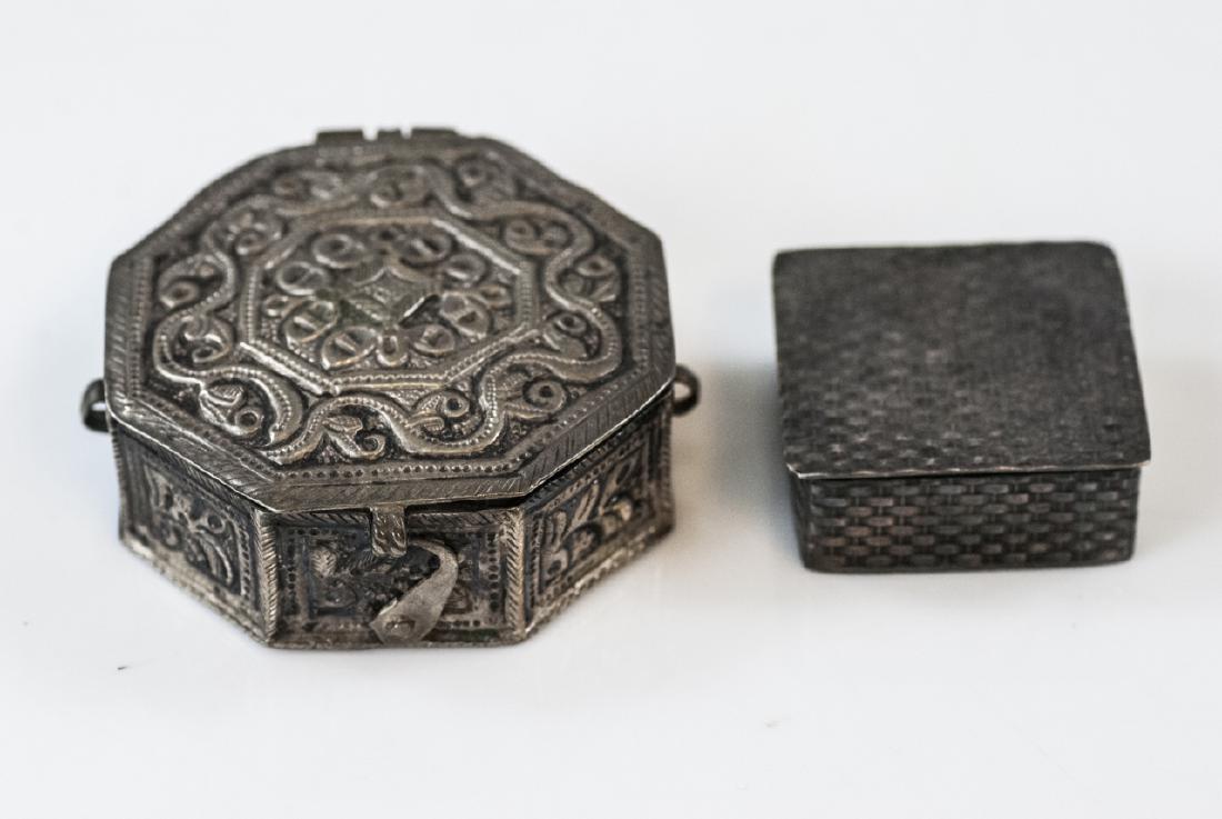 Two Antique / Vintage Pill Boxes w Chased Design (1 of 5)