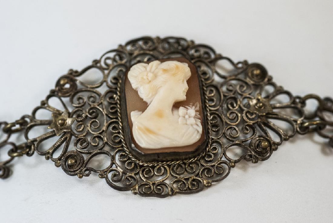 Estate Filigree & Hand Carved Shell Cameo Bracelet (1 of 8)