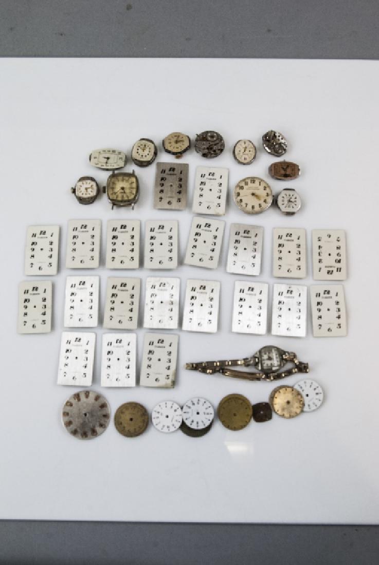 Collection of Antique Watches Faces, Cases & Parts: Collection of Antique Watches Faces, Cases & Parts. Makers / marks include Parker, Waltham, Clinton, 17 Jewels, Swiss Made, Marc Nicolet, Wittnauer, Bancor, Timex, etc