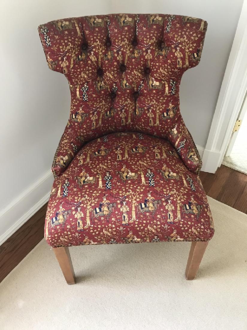 Contemporary Tufted Back Asian Fabric Chair (1 of 3)