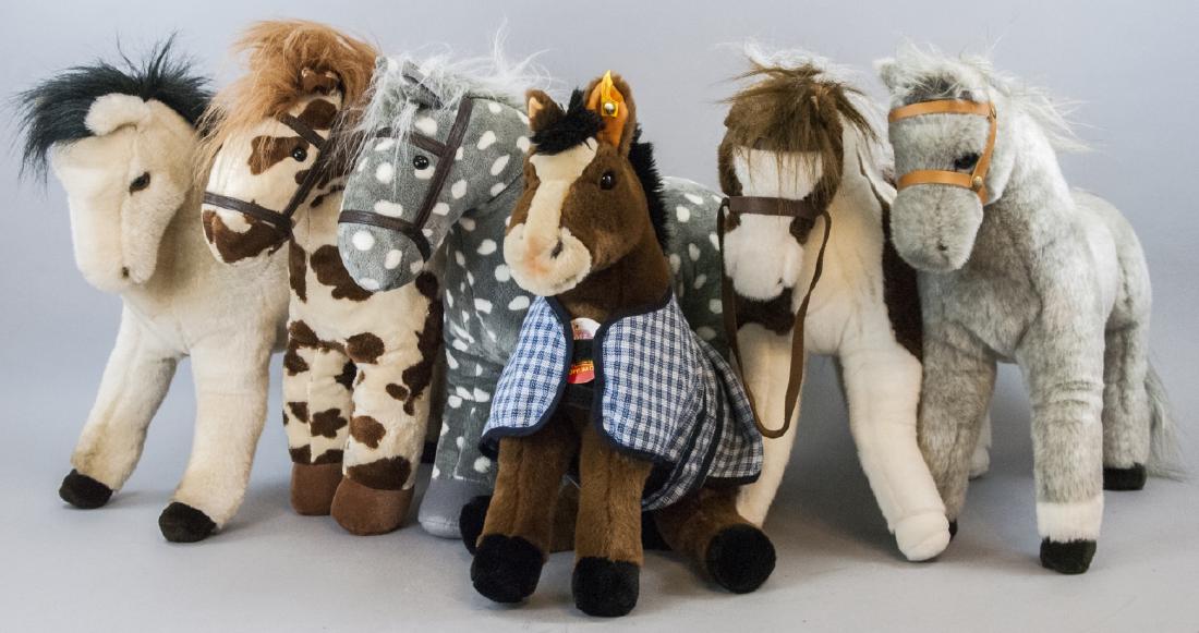 6 Plush Stuffed Toy Horses, Velvet Ponies, Steiff (1 of 8)