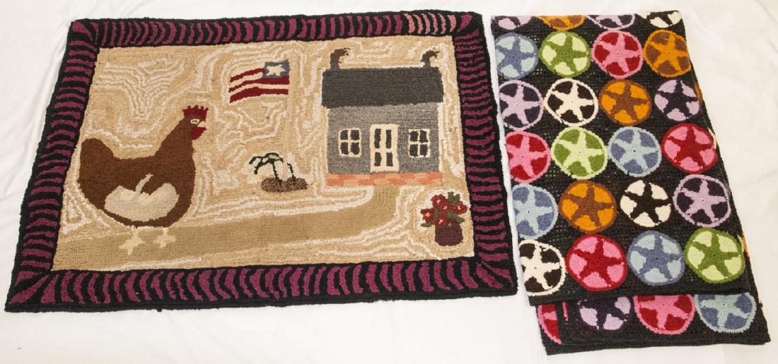 Antique Hooked Rug and Repro Crochet Star Quilt (1 of 6)