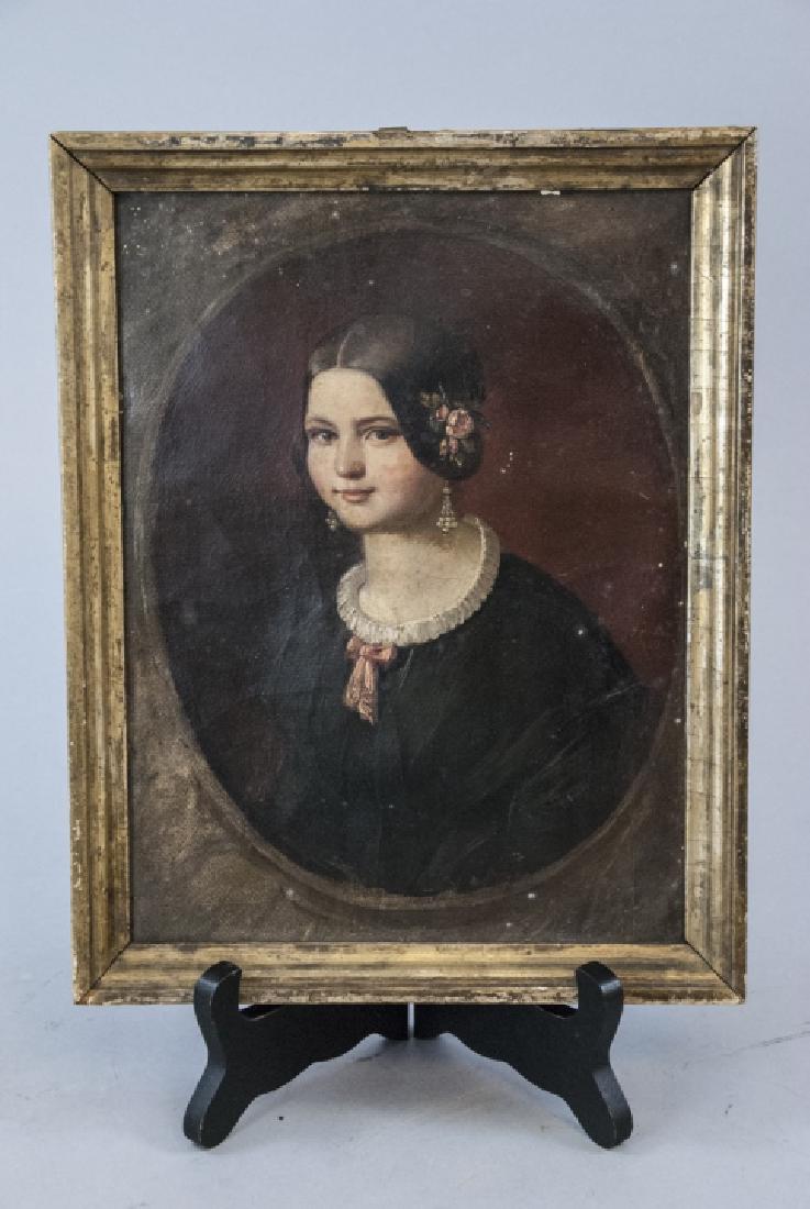Signed Antique 19th C German Portrait Painting (1 of 5)