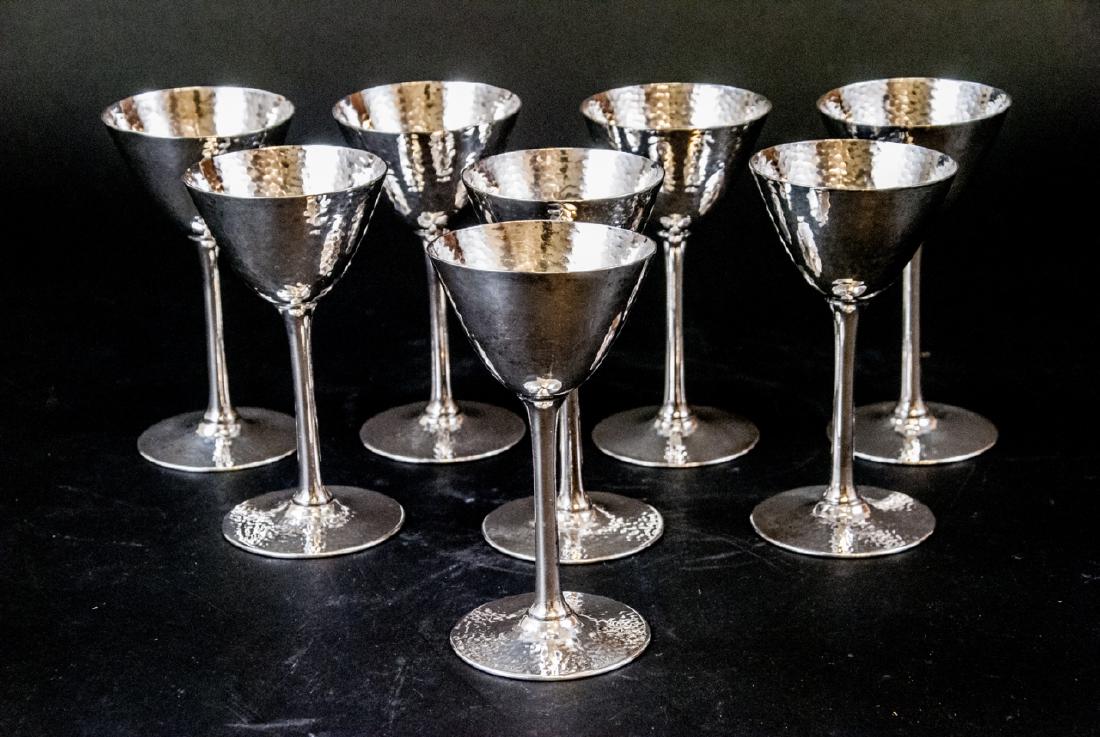 Set of Hammered Finish Silver Plate Martini Stems (1 of 7)